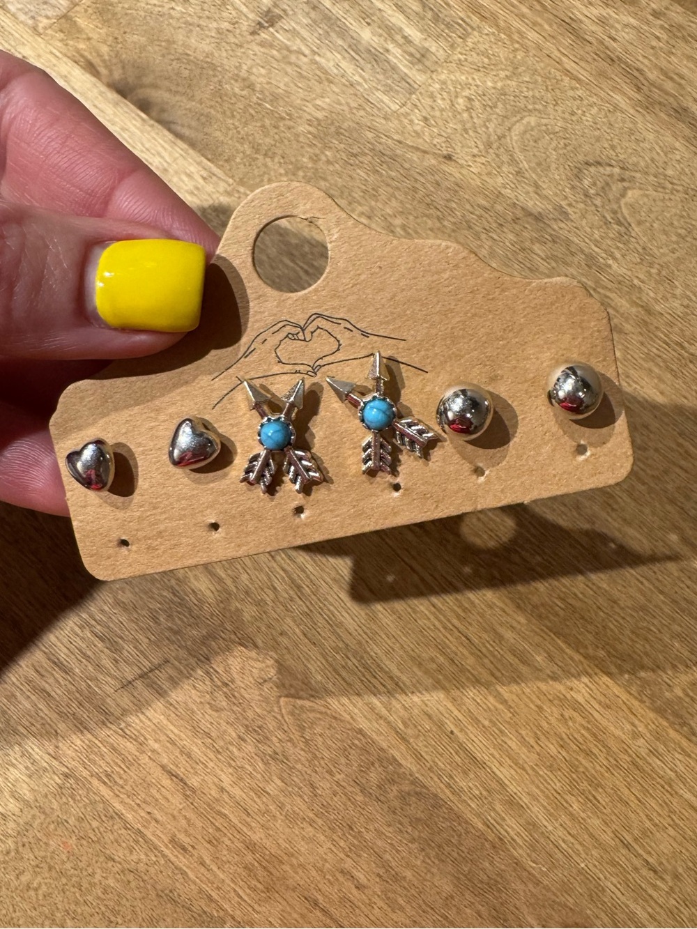 NWT Silver Heart & Arrow Turquoise Stud Earring Set